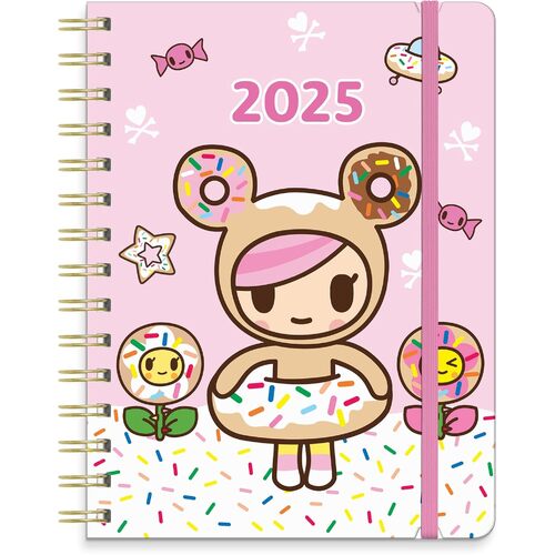 2025 17-Month Planner Deluxe Flexi Tokidoki Donutella Compact Weekly/Monthly Orange Circle Studio 25525