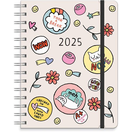 2025 17-Month Planner Deluxe Flexi Doodle Days Compact Weekly/Monthly Orange Circle Studio 25526