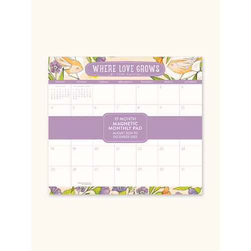 2025 Calendar Where Love Grows Monthly Magnetic Pad Orange Circle Studio 25125