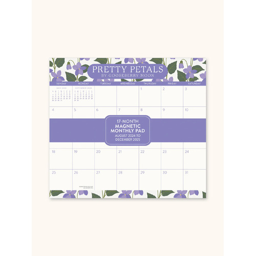 2025 Calendar Pretty Petals Monthly Magnetic Pad Orange Circle Studio 25126