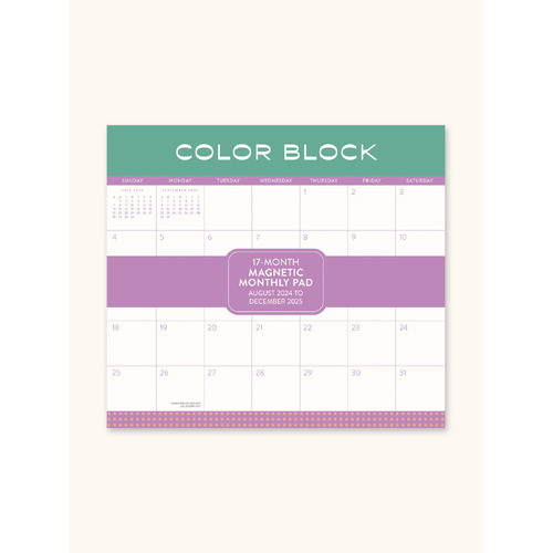 2025 Calendar Color Block Monthly Magnetic Pad Orange Circle Studio 25128