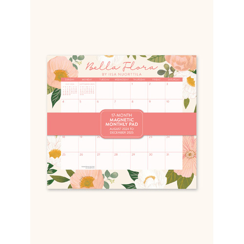 2025 Calendar Bella Flora Monthly Magnetic Pad Orange Circle Studio 25129