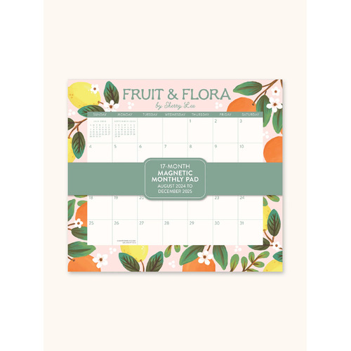 2025 Calendar Fruit & Flora Monthly Magnetic Pad Orange Circle Studio 25130