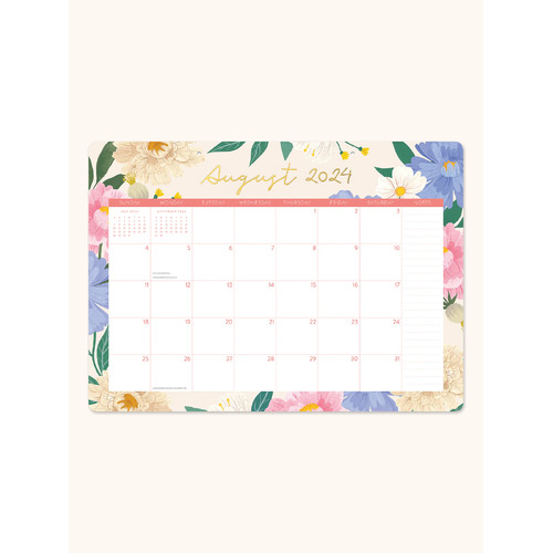 2025 Calendar Bella Flora Monthly Desk Pad Orange Circle Studio 25050