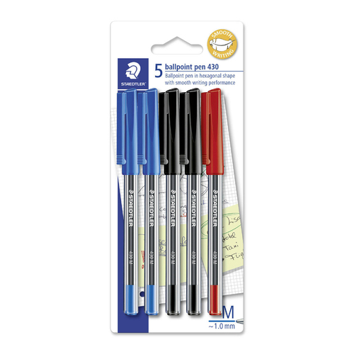 Staedtler Ballpoint Pen 430 1.0mm Medium Assorted 5 Pack