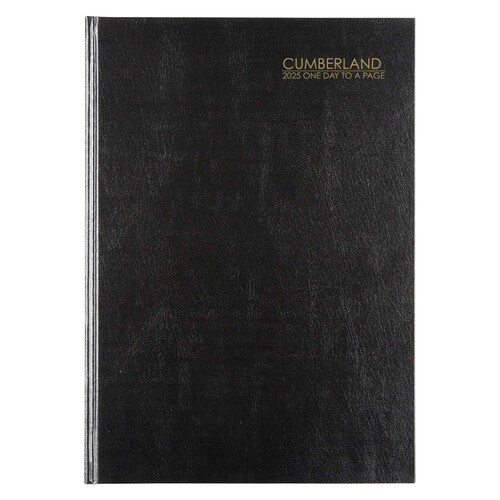 2025 Diary Cumberland Classic A4 Day to Page Black Casebound 41ECBK25