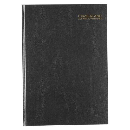 2025 Diary Cumberland Classic A4 Week to View Black Casebound 47ECBK25