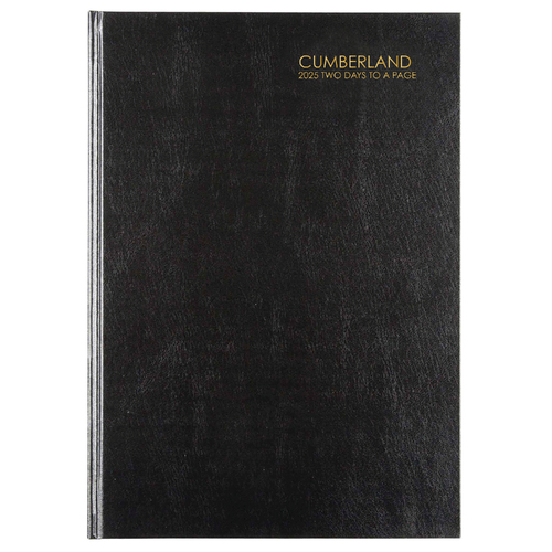 2025 Diary Cumberland Classic A5 2 Days to a Page Black Casebound 52ECBK25