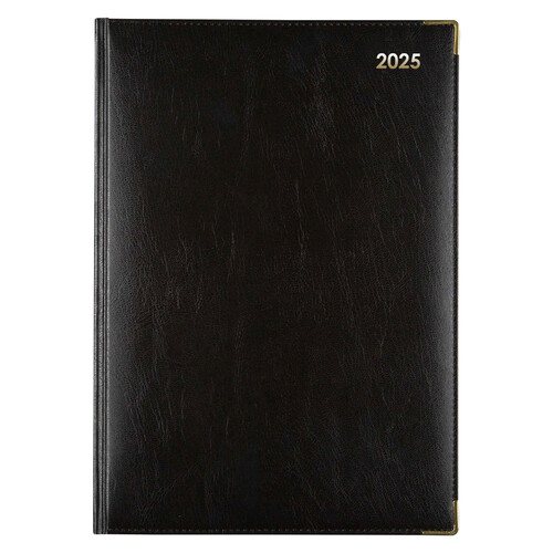 2025 Diary Cumberland Corporate A4 Day to Page Black Casebound 41CFBK25