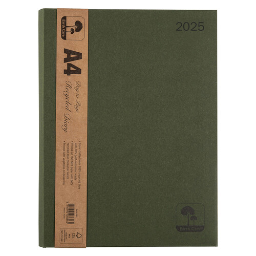 2025 Diary Cumberland Earthcare Enviro A4 Day to Page Green Spiral 41SEC25