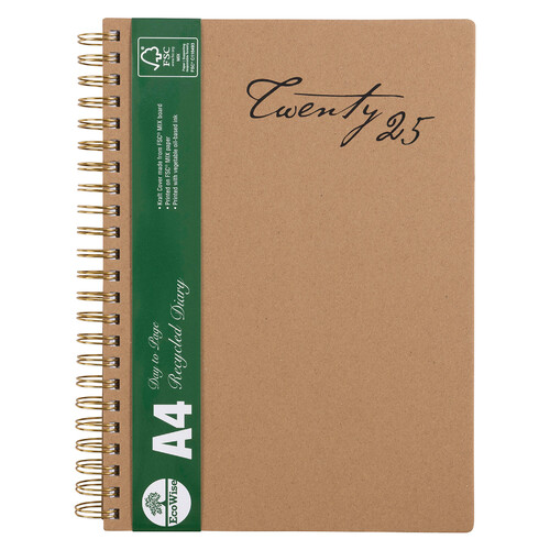 2025 Diary Cumberland Ecowise Enviro A4 Day to Page Kraft 41SECB25