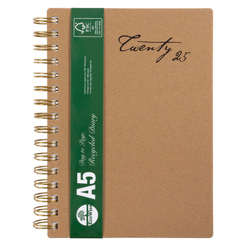 2025 Diary Cumberland Ecowise Enviro A5 Day to Page Kraft 51SECB25