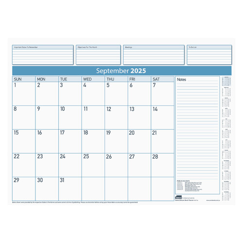 2025 Refill Sasco Deluxe Desktop Planner 518x387mm Month to View 1055225RFL