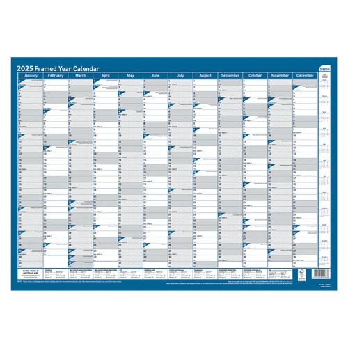 2025 Year Planner Sasco 700x500mm Wall Framed 1058725