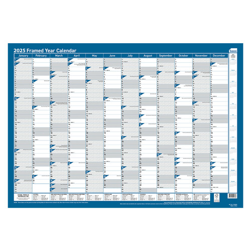 2025 Year Planner Sasco 700 x 1000mm Wall Framed 1058825