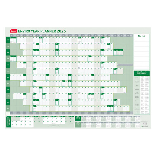 2025 Year Planner Sasco 870x610mm Enviro Wall 1059625