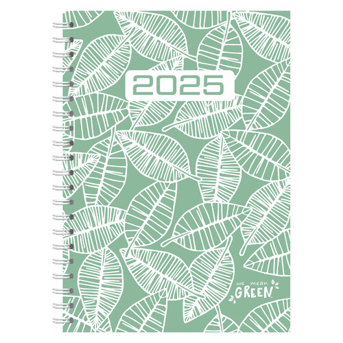 2025 Diary Cumberland Student A5 Week to View Green Leaves 57PSWMG25