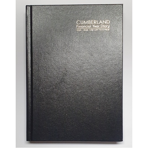 2025-2026 Financial Year Diary Cumberland Casebound A5 Day to Page Black 51CFY2526