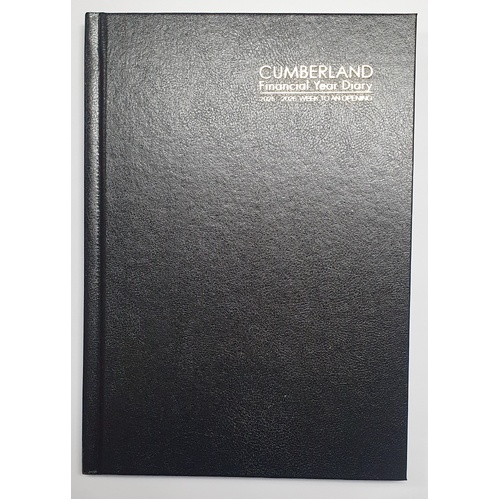 2025-2026 Financial Year Diary Cumberland Casebound A5 Week to View Black 57CFY2526