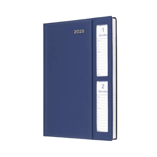 2025 Diary Collins Belmont Desk A5 2 Days to a Page Windowfaced Navy 287W.V59