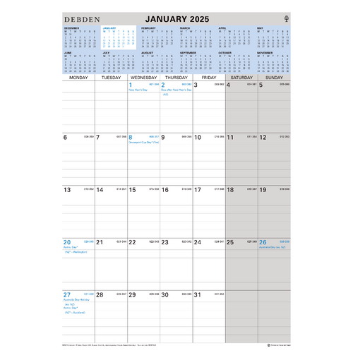 2025 Calendar Debden 305x432mm Wiro Wall CE0013-25