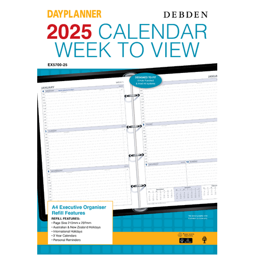 2025 Refill Debden DayPlanner A4 Week to View EX5700