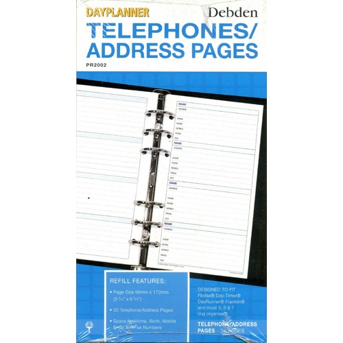 Debden DayPlanner Refill Personal Telephone/Address Pages PR2002