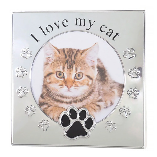 Photo Frame I Love My Cat 4x4 Silver Gifts for Cat Lovers Gibson Gifts 20157