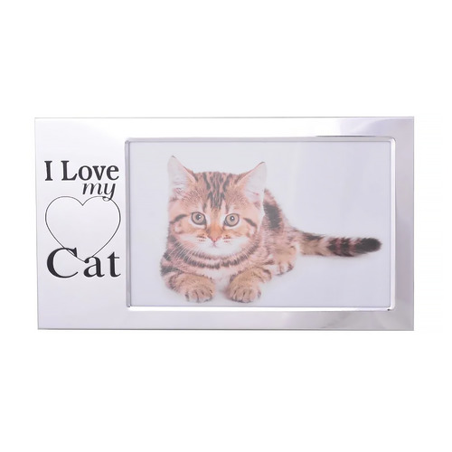 Photo Frame I Love My Cat 6x4 Shiny Silver Gifts for Cat Lovers Gibson Gifts 20165