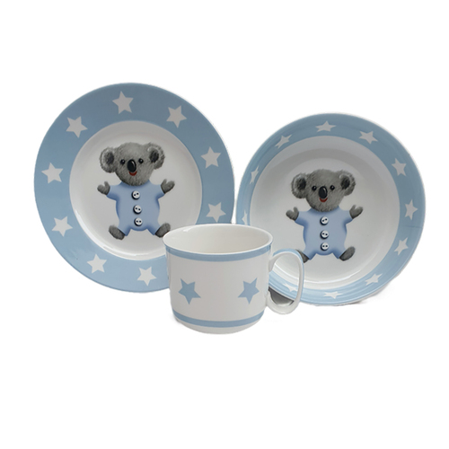 Marja Leena Baby's First Ceramic Breakfast Set 3-Piece Blue, Gibson Gifts 20355