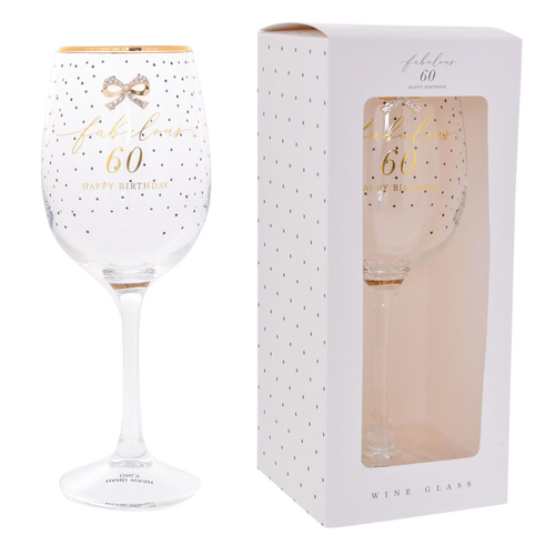 Wine Glass Jewelled Fabulous 60 Happy Birthday, Gibson Gifts 20841