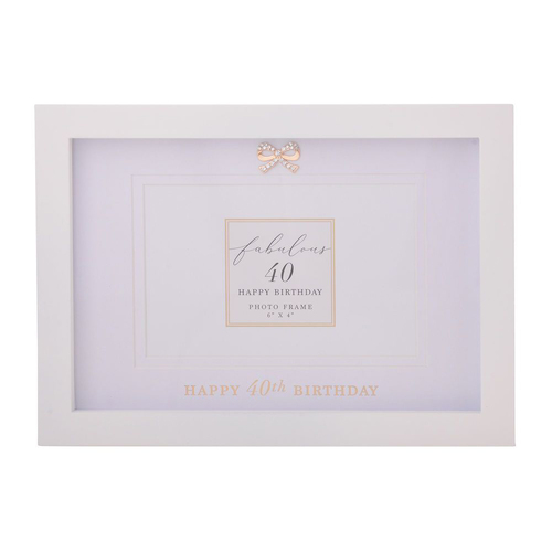 Photo Frame Jewelled Happy 40th Birthday, Gibson Gifts 20866