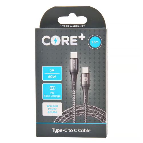 Core Plus Braided Cable 1.5m Type-C, Gibson Gifts 26257