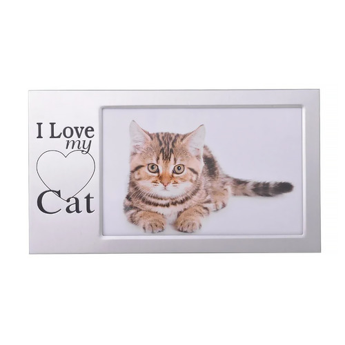 Photo Frame I Love My Cat 6x4 Matte Silver Gibson Gifts 29462