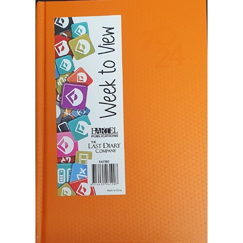 2024 Diary Everyday A5 Week to View Casebound Orange Last Diary Company EA57BO