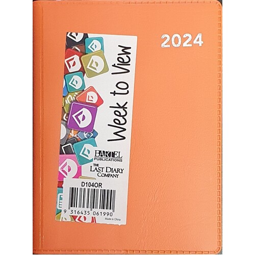 2024 Diary Pocket 70x104mm Week to View Orange Last Diary Company D104OR