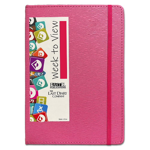 2024-2025 Financial Year Diary Becall A5 Week to View Hot Pink Last Diary Company FBA57HP