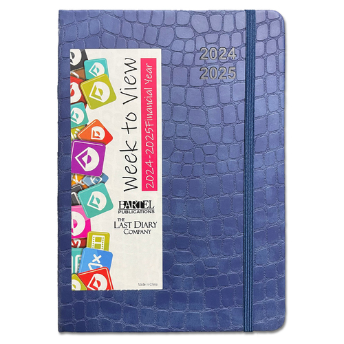 2024-2025 Financial Year Diary Croc A5 Week to View Blue Last Diary Company FCA57BL