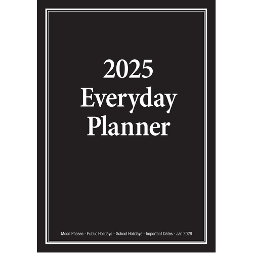 2025 Planner Everyday A4 Month to View Black Bartel BG503