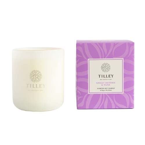 Tilley Triple Scented Soy Candle Classic White 375g Sweet Berries & Musk FG0737