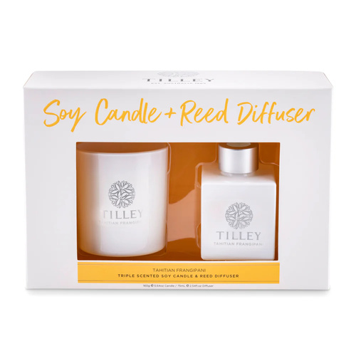 Tilley Gift Pack 160g Soy Candle & 75ml Reed Diffuser - Tahitian Frangipani FG0833