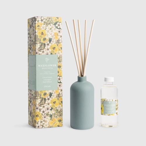 Waxflower Reed Diffuser 200mL Lemon Myrtle & Eucalypt Pastel Pines WFDIF200LEM