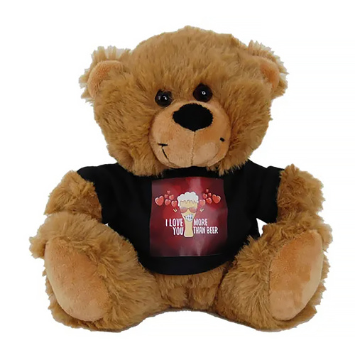 Elka Plush Bear with T-Shirt 18cm I Love You More Than Beer Brown C18-LOV04