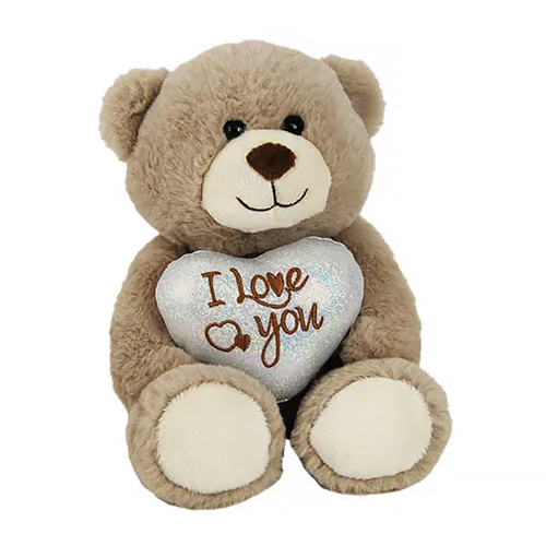 Elka Plush Bear with Heart 20cm Stirling I Love You Beige 30871-20B