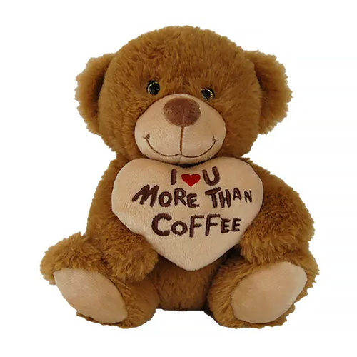 Elka Plush Bear with Heart 19cm Tubby I Love You More Than Coffee 30613-19CO