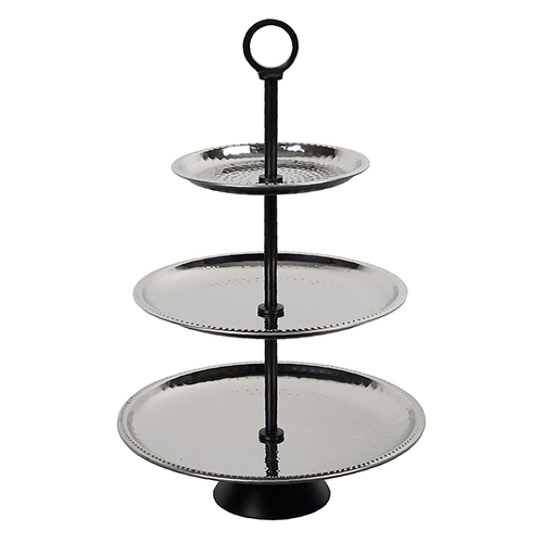 Platt Aluminium Three Tier Plate Black/Silver, Great Gift & Home Decor VKPTTR