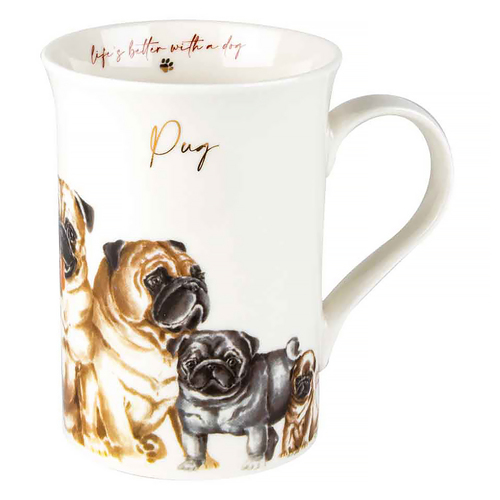 Landmark Mug Muddy Paws Pug 310mL New Bone China Old Tupton Ware OT178