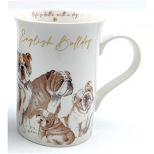 Landmark Mug Muddy Paws English Bulldog 310mL New Bone China Old Tupton Ware OT169