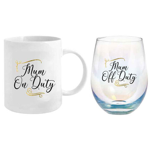 Mug & Stemless Gift Set Mum On Duty MU007