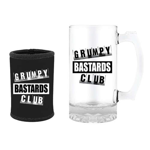 Tankard and Stubby Holder Gift Set 490mL Grumpy B Club Landmark BG1911